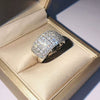 Women's Platinum Plated Brass And White Steel Geometric Zircon Ring With Full Diamond Style Gem Inlay Jewelry