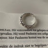 Women's Platinum Plated Sterling Silver Irregular Geometric Adjustable Ring With Crumpled Texture Simple Natural Style