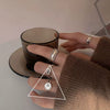 Women's Platinum Plated Sterling Silver Irregular Geometric Adjustable Ring With Crumpled Texture Simple Natural Style