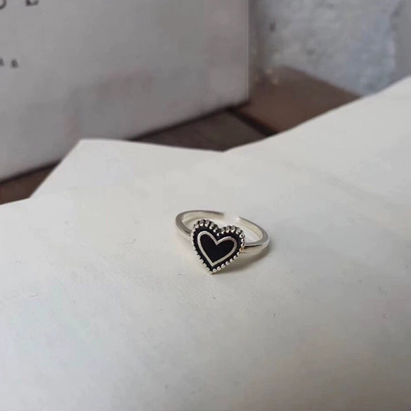 Women's Platinum Plated Sterling Silver Irregular Geometric Adjustable Ring With Crumpled Texture Simple Natural Style