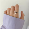 Women's Platinum Plated Sterling Silver Irregular Geometric Adjustable Ring With Crumpled Texture Simple Natural Style
