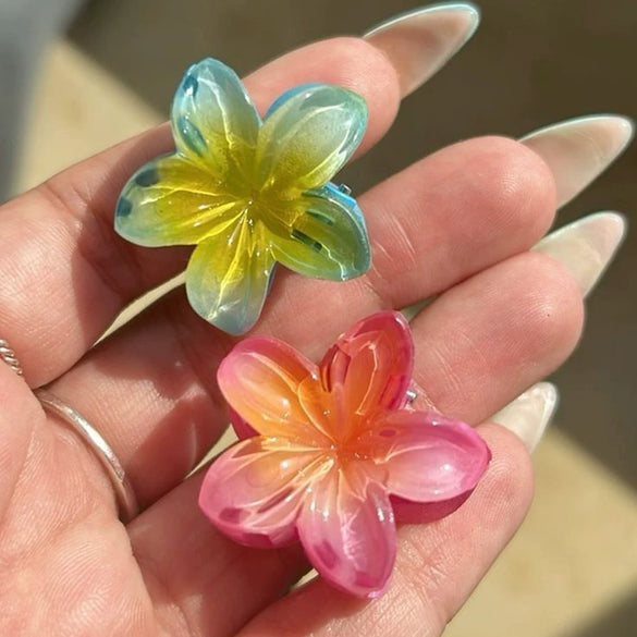 Women's Plumeria Flower Claw Clip Hair Accessory Simple Style Electroplating Technology