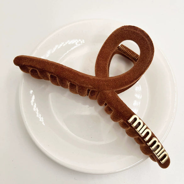 Women's Plush Handmade Hair Claw Clip With Letter Embroidery