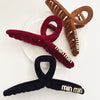 Women's Plush Handmade Hair Claw Clip With Letter Embroidery