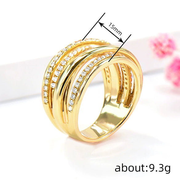 Women's Popular Exotic Cross Ring In Ins Style Geometric Pattern Copper Material Set With Zirconia