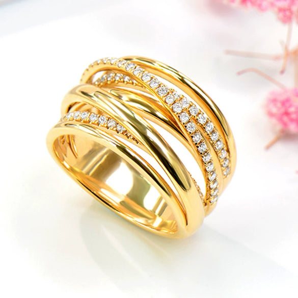 Women's Popular Exotic Cross Ring In Ins Style Geometric Pattern Copper Material Set With Zirconia