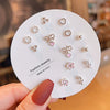 Women's Popular Oneweek Earrings Set Alloy Imitation Pearl Simple Dot Diamond Geometric Electroplated Design