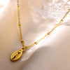 Women's Popular Style Conch Shell Stainless Steel Necklace With Electroplating And Ball Bead Chain
