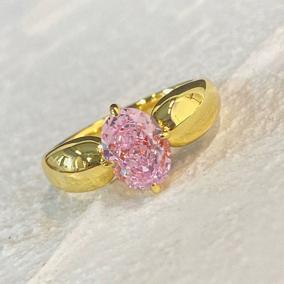 Women's Princess Style Geometric Copper Ring With Electroplating