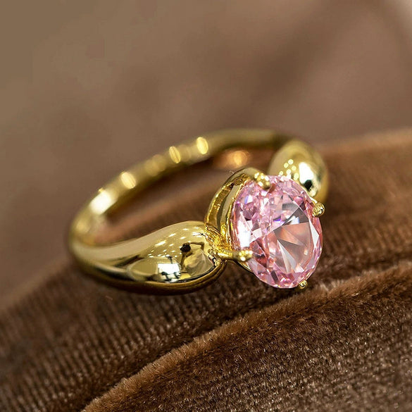 Women's Princess Style Geometric Copper Ring With Electroplating