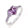 Women's Princess Style Heartshaped Copper Ring Set With Zirconia