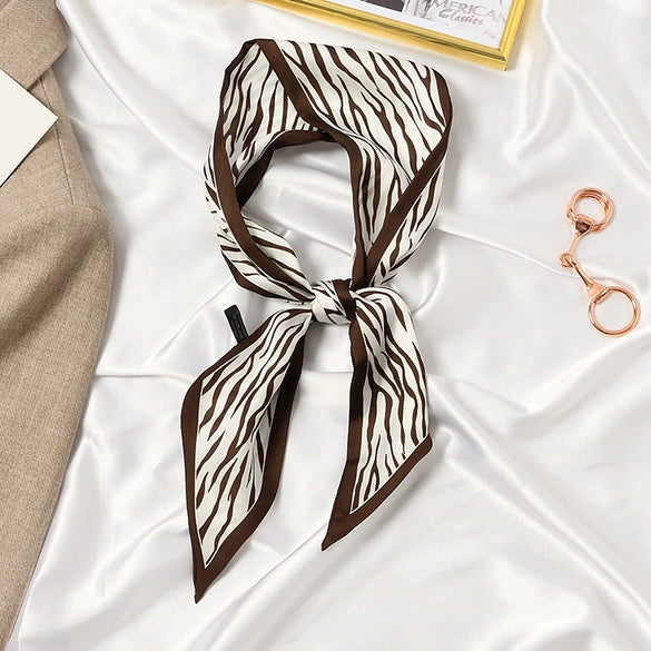 Women's Printed Polyester Silk Feel Streamer Scarf Thin Long Strip Hair Tie Elegant Versatile Hairband Suit Scarf