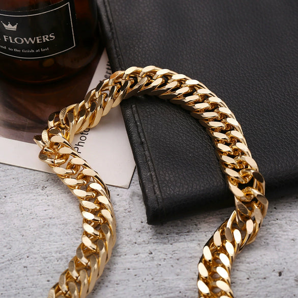 Women's Punk Alloy Gold Plated Rough Chain Necklace