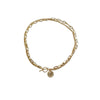 Women's Punk Fashion Alloy Bracelet With Metallic Texture Multi Layer Geometric Coin And Human Head Charms Electroplated Retro Style