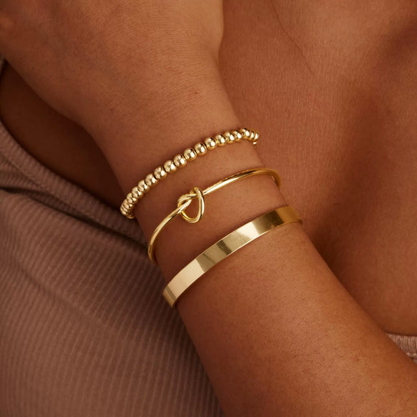Women's Punk Geometric Stainless Steel Chain Bracelet Set With Electroplated Simple Exaggerated Design