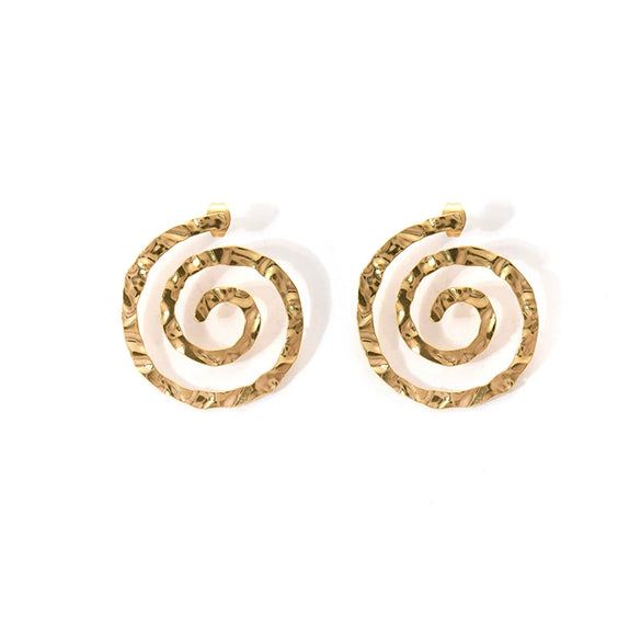 Women's Punk Style Stainless Steel Swirl Hollow Spiral Electroplated Earrings