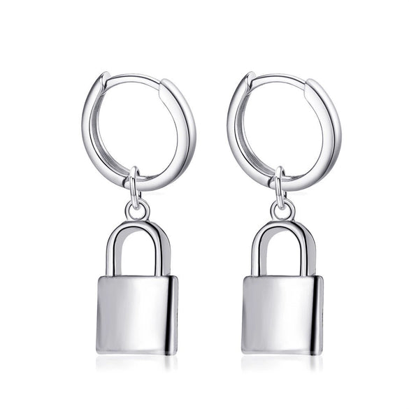 Women's Punk Style Thick Chain Lock Necklace With Microinlaid 3 Layer Lock Pendant Alloy Material Geometric Pattern Electroplating Treatment