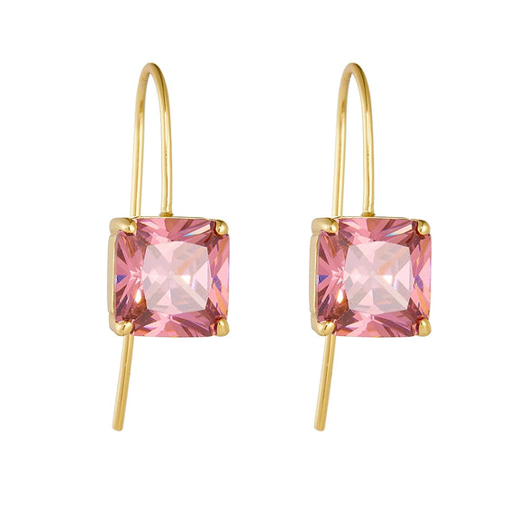 Women's Pure Silver Geometric Diamond Ear Hook Earrings