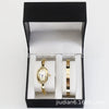 Women's Quartz Bracelet Watch Set With Stainless Steel Strap And Buckle Oval Dial Medieval Style