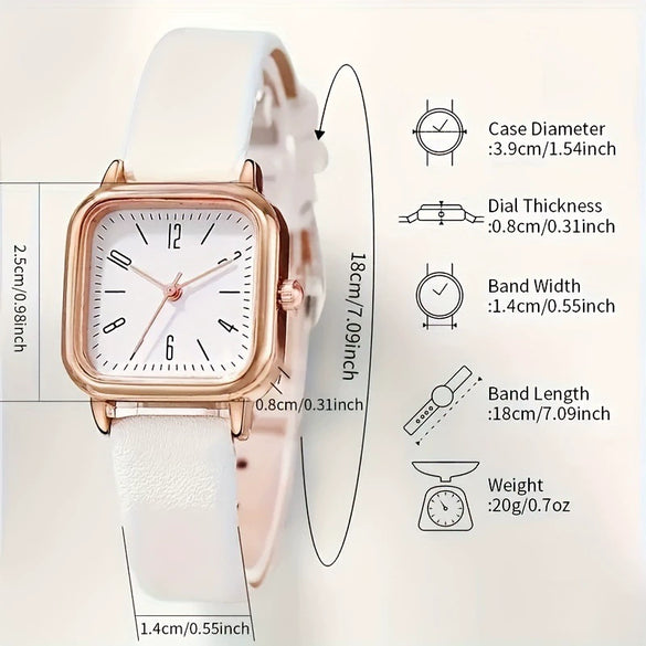 Women's Quartz Watch Alloy Case Imitation Leather Strap Square Casual
