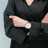 Women's Quartz Watch Alloy Case Imitation Leather Strap Stainless Steel Buckle Round Dial Business Style