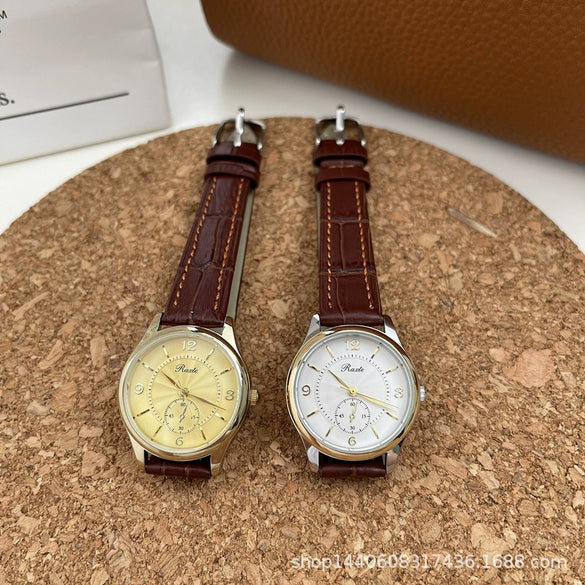 Women's Quartz Watch Alloy Case Simple Elegant Style Coffee Band