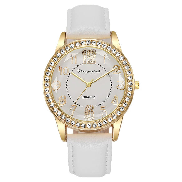Women's Quartz Watch Alloy Case Stainless Steel Buckle Pu Strap Round Dial Sapphire Crystal Glass Mirror
