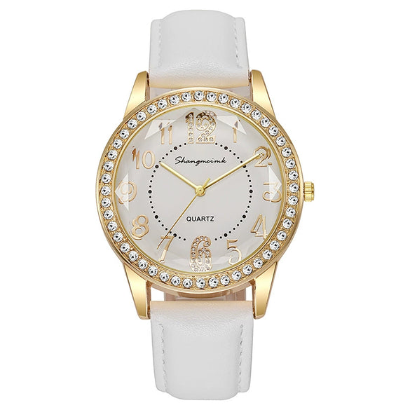 Women's Quartz Watch Alloy Case Stainless Steel Buckle Pu Strap Round Dial Sapphire Crystal Glass Mirror
