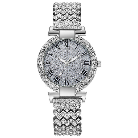 Women's Quartz Watch Alloy Material Fashion Round Dial Starry Design Jewelry Buckle