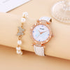 Women's Quartz Watch And Butterfly Bracelet Set With Alloy Case Imitation Leather Strap And Titanium Buckle In Leisure Style