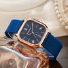 Women's Quartz Watch Midcentury Style Alloy Case Silicone Strap Square Dial