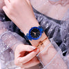 Women's Quartz Watch With Magnet Buckle Alloy Strap And Case Titanium Buckle Round Dial Leisure Style Starry Sky Design