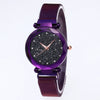 Women's Quartz Watch With Magnet Buckle Alloy Strap And Case Titanium Buckle Round Dial Leisure Style Starry Sky Design