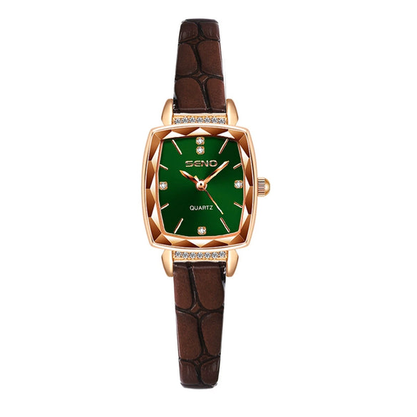 Women's Quartz Waterproof Watch With Solid Stainless Steel Band And Small Square Dial