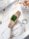 Women's Quartz Waterproof Watch With Solid Stainless Steel Band And Small Square Dial