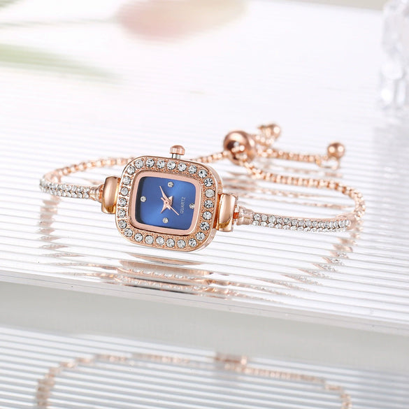 Women's Quartz Wrist Watch Alloy Stainless Steel Rectangle With Adjustable Rhinestones