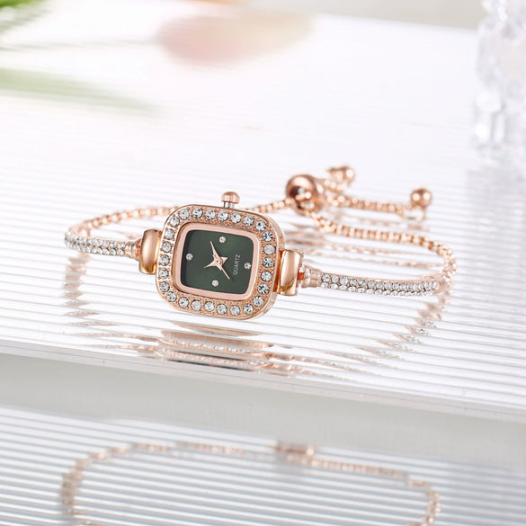 Women's Quartz Wrist Watch Alloy Stainless Steel Rectangle With Adjustable Rhinestones