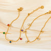 Women's Rainbow Candy Zircon Geometric Pendant Stainless Steel Bracelet With Exquisite Thin Chain And Electroplating