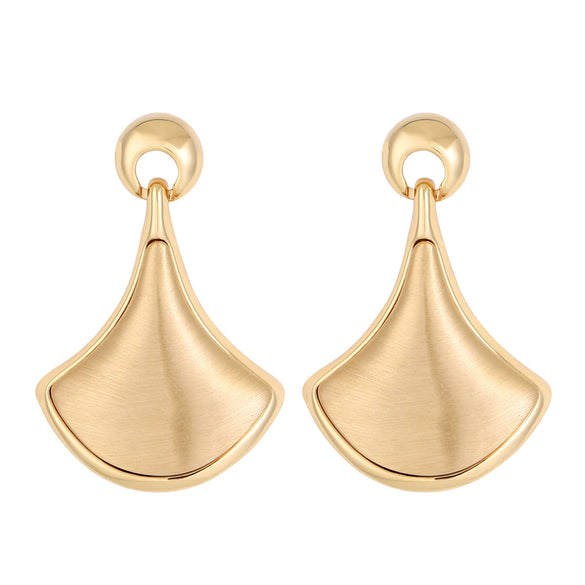 Women's Real Goldplated Metal Fanshaped Statement Earrings Minimalist Natural Style Wholesale Fashion Jewelry