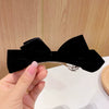 Women's Red And Black Velvet Bow Handmade Hairpin Headwear Spring Clip