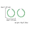 Women’s Red And Green Contrast Twisted Hoop Earrings Geometric Circle Design Electroplated Alloy Statement Jewelry