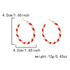 Women’s Red And Green Contrast Twisted Hoop Earrings Geometric Circle Design Electroplated Alloy Statement Jewelry