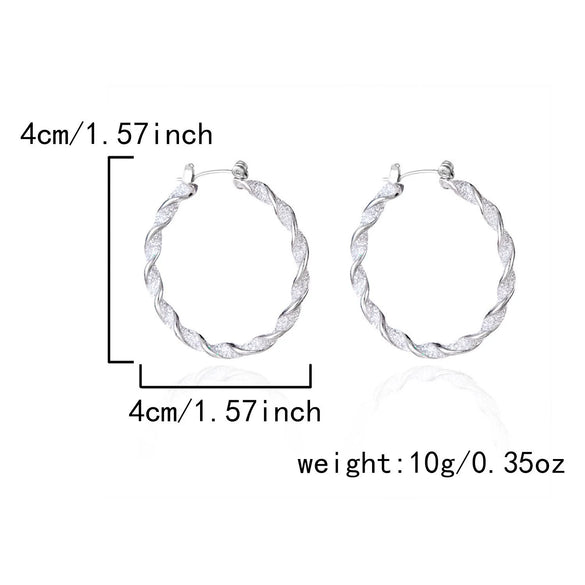 Women’s Red And Green Contrast Twisted Hoop Earrings Geometric Circle Design Electroplated Alloy Statement Jewelry