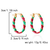 Women’s Red And Green Contrast Twisted Hoop Earrings Geometric Circle Design Electroplated Alloy Statement Jewelry