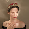Women's Red Rose Electroplated Metal Bridal Crown Baroque Wedding Headpiece Elegant Hair Accessory