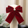 Women's Red Velvet Bow Handmade Hairpin Horizontal Clip For Autumn And Winter Hair Accessories