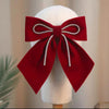 Women's Red Velvet Bow Handmade Hairpin Horizontal Clip For Autumn And Winter Hair Accessories