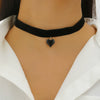 Women's Red Velvet Geometric Choker Necklace With Round Buckle And 925 Silver Pendant Fashion Party Jewelry