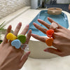 Women's Resin And Plastic Geometric Peach Heart Ring And Bracelet With Epoxy Treatment