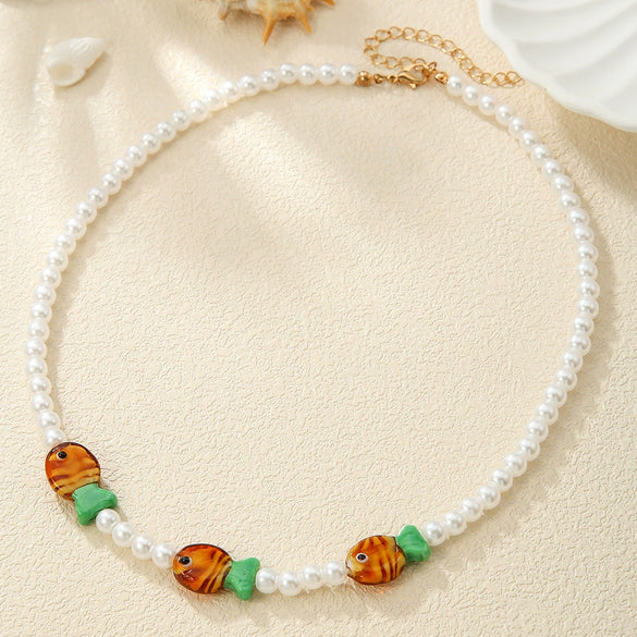 Women's Resin Beaded Heart Shape Electroplated Necklace Accessories Highend Cute Sweet Elegant Loving Niche Clavicle Chain